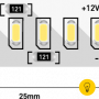 Лента светодиодная стандарт 3014, 240 LED/м, 24 Вт/м, 12В , IP20, Цвет: Холодный белый