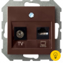 Розетка TV+RG45 (TV-F разъем) EPSILON коричневый