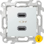 Розетка USB 2-ая 2100 мА (для подзарядки), цвет Белый,Simon 24