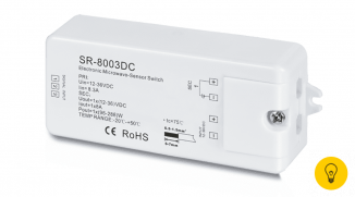 SR-8003 DC Датчик движения MicroWave. Регуллировка задержки до 10 мин и зоны до 20м. 12-36В