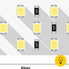 Лента светодиодная LUX, 2835, 252 LED/м, 24 Вт/м, 24В, IP33, Нейтральный белый (4000K)