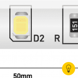Лента светодиодная стандарт 2835, 60 LED/м, 4,8 Вт/м, 12В , IP65, Цвет: Теплый белый