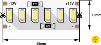 Лента светодиодная стандарт 3014, 240 LED/м, 24 Вт/м, 12В , IP20, Цвет: Теплый белый