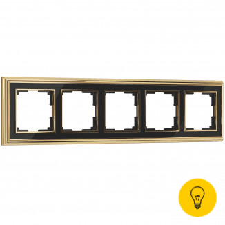 Рамка на 5 постов (золото/черный) WL17-Frame-05