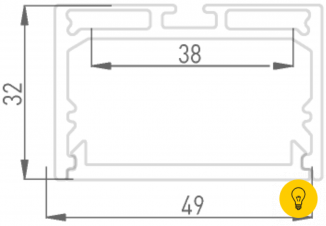 Подвесной/накладной алюминиевый профиль LS.4932-R