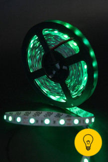 Лента светодиодная эконом 5050, 60 LED/м, 14,4 Вт/м, 12В , IP20, Цвет: Зеленый