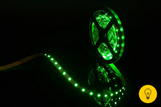 Лента светодиодная стандарт 3528, 60 LED/м, 4,8 Вт/м, 12В , IP20, Цвет: Зеленый