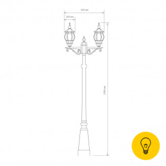 Уличный двухрожковый светильник на столбе IP33 NLG99HL004 черное золото