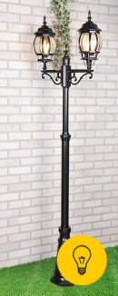 Уличный двухрожковый светильник на столбе IP33 NLG99HL004 черный