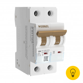 Автоматический выключатель Werkel 2P 50 A C 4,5 кА W902P504