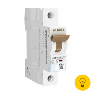 Автоматический выключатель Werkel 1P 20 A C 4,5 kА W901P204