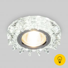 Точечный светодиодный светильник с хрусталем 6037 MR16  SL зеркальный/серебро