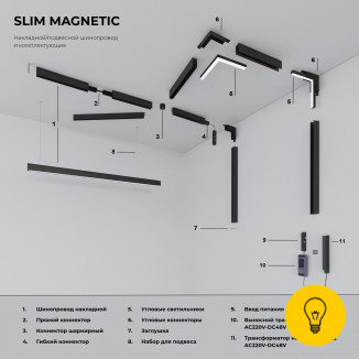Slim Magnetic L03 Трековый светильник 24W 4200K Link (черный) 85029/01