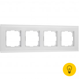 Рамка на 4 поста Senso (белый, стекло soft-touch) W0043101