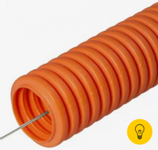 Труба гофрированная ПНД с зондом 16 мм, Промрукав легкая,оранжевая(100м/уп)